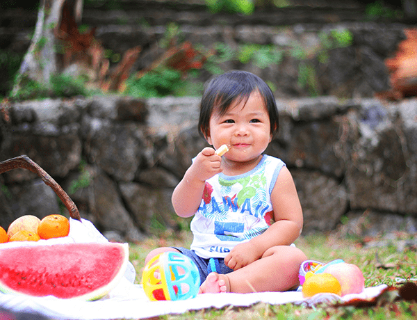 Child enjoying a picnic